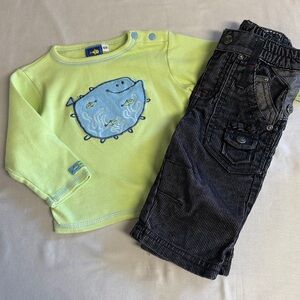 Gagou Tagou - Kids Matching Set with Whale Design - Lime Green and Black